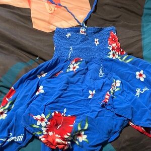 Vibrant Blue Floral Kids Dress